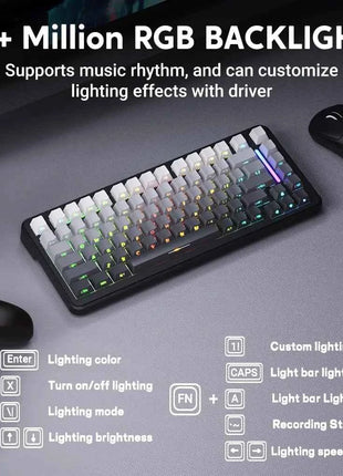 ATTACK SHARK M86 Wireless Mechanical Gaming Keyboard, 75% Gasket Hot Swappable RGB Custom Keyboard, Side Printed PBT Keycaps