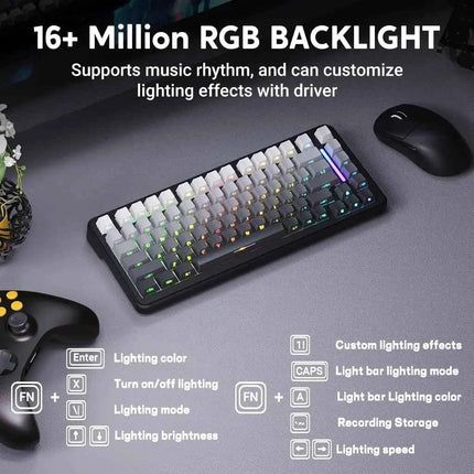 ATTACK SHARK M86 Wireless Mechanical Gaming Keyboard, 75% Gasket Hot Swappable RGB Custom Keyboard, Side Printed PBT Keycaps