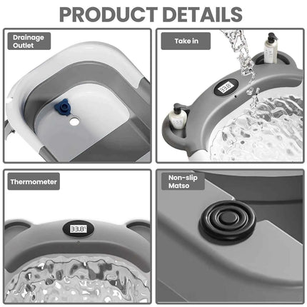Collapsible Baby Bathtub for Newborn with Thermometer &1Soft Floating Cushion,Portable Travel Bathtub with Drain Hole,Baby Tubs