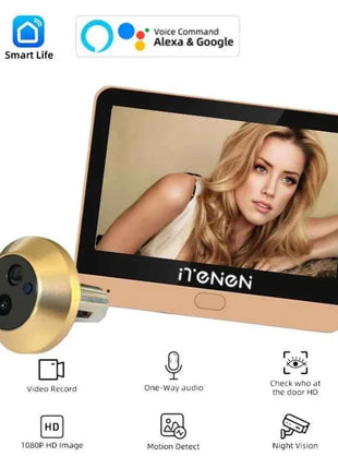 Tuya Smart Wireless Videocamera per porta 2.4G Wifi Schermo da 4,3 pollici 3MP PIR Spioncino digitale audio unidirezionale per la sicurezza domestica