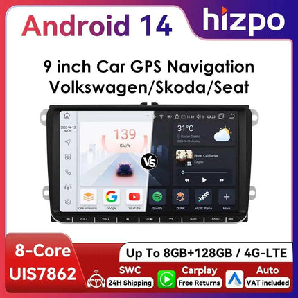 Hizpo 9inch CarPlay Android Auto Car Radio for VW Volkswagen Golf Passat B6 B7 Skoda Seat Octavia Polo Tiguan RDS DSP GPS BT 4G