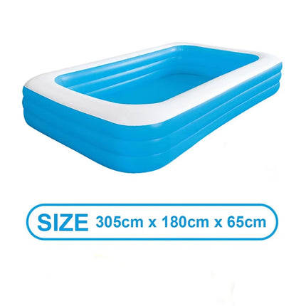 Piscina gonfiabile rettangolare in PVC per adulti, bambini e famiglie, 2/2,6/3 m, per giochi acquatici all'aperto.
