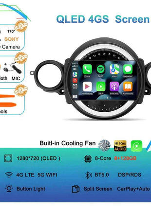 Android16 Radio Qled For BMW MINI Cooper R56 R60 2007 - 2014 Car intelligent systems Navigation GPS Carplay Android auto WIFI+5G