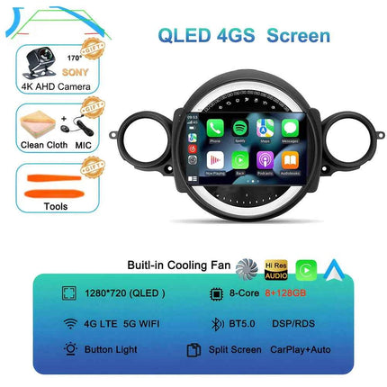 Android16 Radio Qled For BMW MINI Cooper R56 R60 2007 - 2014 Car intelligent systems Navigation GPS Carplay Android auto WIFI+5G