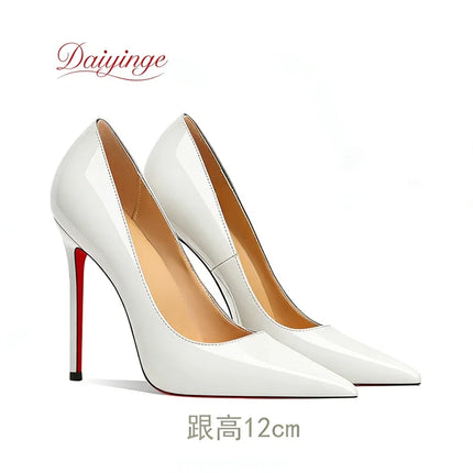 Scarpe da Donna 2026 di Tendenza Lusso con Suola Rossa Tacchi Alti a Punta Stiletto 12 cm Comode per Feste e Cerimonie