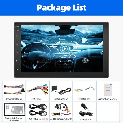ESSGOO 4+64G Car Stereo Head Unit Radio Wireless CarPlay Android Auto Double 2 DIN 7" IPS Touch Screen GPS SAT NAVI FM DAB+ WIFI
