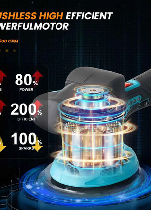 Lucidatrice per auto Podofo 5500 giri/min, strumento elettrico per lucidatura e ceratura, senza fili, 6 velocità, compatibile con batterie Makita.