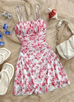 Abito Estivo da Donna 2026, Nuovo Vestito Giovanile con Stampa Floreale e Collo all'Americana, Elegante e alla Moda, Adatto per Tutte le Stagioni, Abito per Bambini