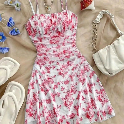 Abito Estivo da Donna 2026, Nuovo Vestito Giovanile con Stampa Floreale e Collo all'Americana, Elegante e alla Moda, Adatto per Tutte le Stagioni, Abito per Bambini