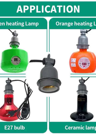 E27 Pet Reptile Heating Lamp Holder Crawling Lizard Turtle Chicken Heating Lamp Holder & Power Cord Switch Heating Lamp Socket