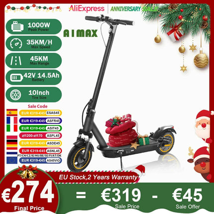 AOVOPRO TX01 Electric Scooter 500W Powerful Motor 35KM/H 45KM 42V14.5AH 10Inch Pneumatic Tyre Smart Foldable A1MAX EScooter