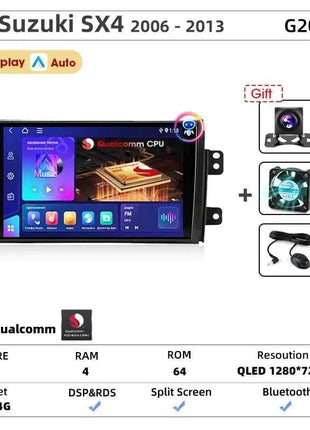 Srnubi Car Radio For Suzuki SX4 Cross 2006-2013 For Fiat Sedici Carplay Android Auto Radio Multimedia Player 4G Wifi GPS 2 Din