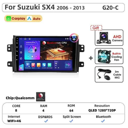 Srnubi Car Radio For Suzuki SX4 Cross 2006-2013 For Fiat Sedici Carplay Android Auto Radio Multimedia Player 4G Wifi GPS 2 Din