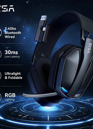 EKSA G19BT 2.4GHz Wireless Gaming Headphones Ultra-light Bluetooth 5.4 Headset Gamer with Microphone for PC/PS5/Xbox