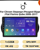 Podofo 2Din 8 + 128G Car Radio For Citroen Nemo/Peugeot Bipper/Fiat Fiorino Qubo 2008-2017 Android Auto Carplay GPS RDS Car Stereo