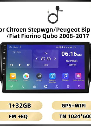 Podofo 2Din 8 + 128G Car Radio For Citroen Nemo/Peugeot Bipper/Fiat Fiorino Qubo 2008-2017 Android Auto Carplay GPS RDS Car Stereo