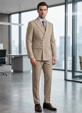 ST Cassy Elegant mens suits for wedding Slim fit Double Breasted Multiple buttons Casual Business Two-piece dress party outfit