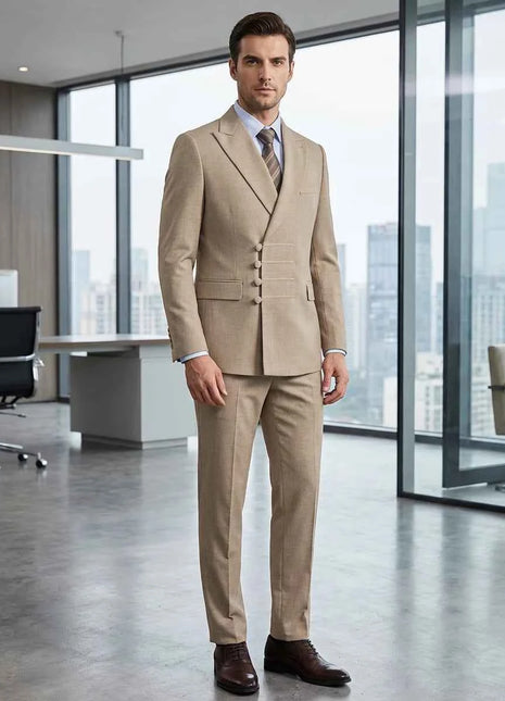 ST Cassy Elegant mens suits for wedding Slim fit Double Breasted Multiple buttons Casual Business Two-piece dress party outfit