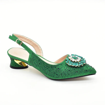Set di scarpe e borse africane per il matrimonio Set di scarpe e borse da festa nigeriane decorate con eleganti décolleté con tacco di strass per le donne