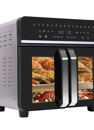 Dual Zone Hot Air Fryer, 23 L Hot Airfryer, XXL Oven 2200 W with LED Touch Screen, 15 Programmes, with Recipe Book