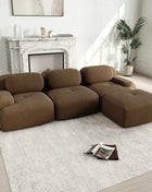 Modular Corner Cord Fabric Sofa - No Assembly Required, Extra-wide Armrests, 32D High Elastic Upholstery, Ergonomic Cozy Couch