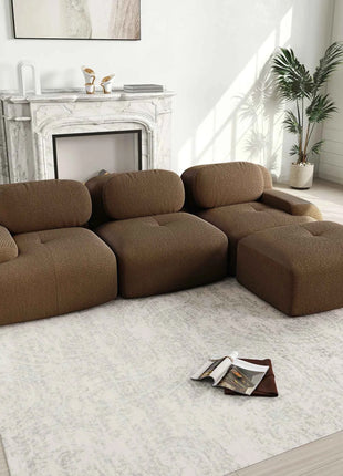 Modular Corner Cord Fabric Sofa - No Assembly Required, Extra-wide Armrests, 32D High Elastic Upholstery, Ergonomic Cozy Couch