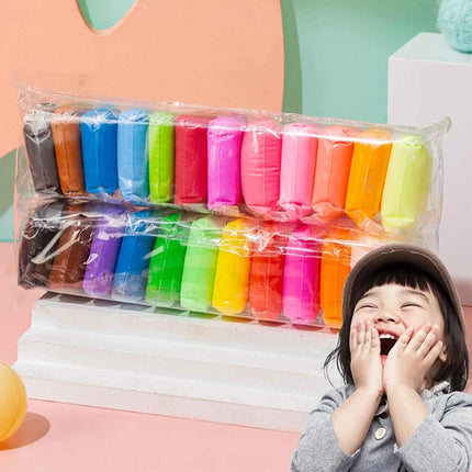 Set di argilla leggera non tossica da 12/24/36 colori, argilla modellabile morbida ad asciugatura all'aria per bambini, kit per scultura fai-da-te e gioco creativo