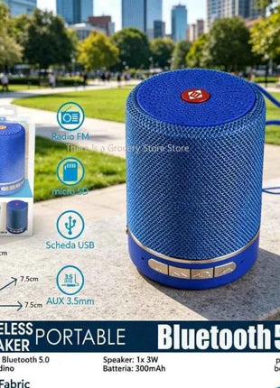 Altoparlante Bluetooth 5.0 Portatile in Tessuto, Mini Speaker Wireless 3W con Supporto Radio FM, Scheda TF, AUX, USB, per Uso Esterno