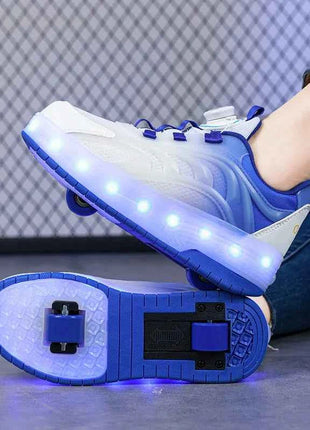 Scarpe da skate a rotelle con luce a led per bambini a due ruote per bambini Ragazzi Ragazze Sport luminosi Sneakers luminose Skateboard Ricarica USB