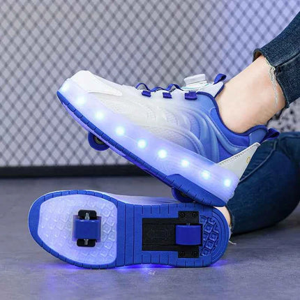Scarpe da skate a rotelle con luce a led per bambini a due ruote per bambini Ragazzi Ragazze Sport luminosi Sneakers luminose Skateboard Ricarica USB