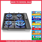 4 Burners Black Enamelled Plate 58 cm Automatic Flame Protection, Natural Gas and Propane Gas, Built-in Gas Hob