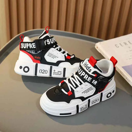 Scarpe da famiglia 2024 nuove scarpe sportive per bambini alte grandi bambini ragazzi fibbia casual scarpe da ballo blu resistenti all'usura antiscivolo