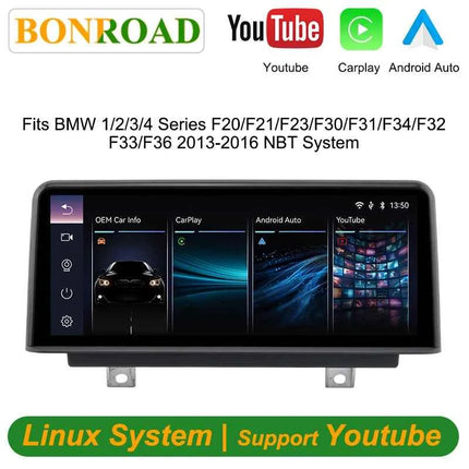Bonroad 10.25 "Linux Carplay Android Auto Stereo For BMW 1/2/3/4 Series F20 F21 F23 F30 F31 F32 F33 F34 F35 F36 NBT 2013-2017