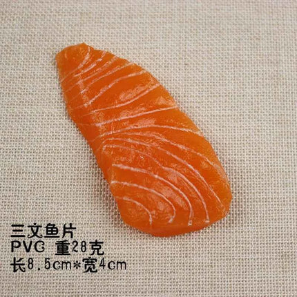 1pcs Simulated Sushi Model Simulated Salmon Fake Japanese Cuisine Simulated Salmon Slices Four Consecutive Pieces Food Model PVC