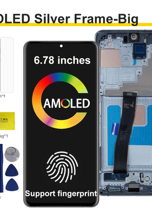 AMOLED Per Samsung Galaxy S20Ultra G988 G988U G988B/DS Display LCD Touch Screen Digitizer con Cornice Per Samsumg S20 Ultra LCD
