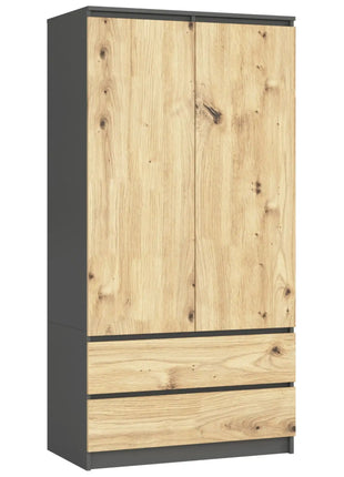 Mobiletto AKORD S90 Grigio Grafite 90 cm 2 ante 2 cassetti colore Rovere Artisan Opaco 4 ripiani 90x51x180 cm