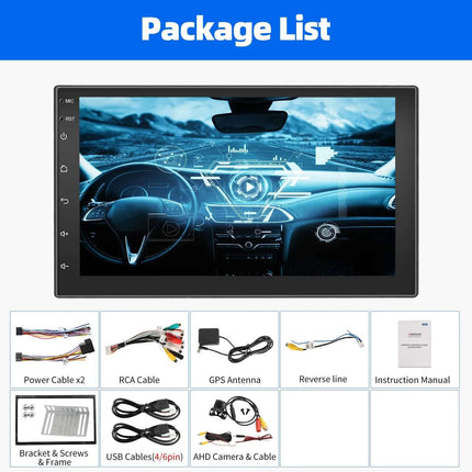 ESSGOO 4+64G Car Stereo Head Unit Radio Wireless CarPlay Android Auto Double 2 DIN 7" IPS Touch Screen GPS SAT NAVI FM DAB+ WIFI