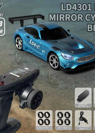 Professional 1:43 RC Drift Car with ESP Gyroscope Full Proportional Control 4WD Metal Body 2 Sets Tires for Realistic Drifting