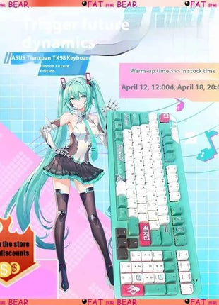 ASUS Tianxuan Mini Hatsune Miku  TX98miku Co branded Cable Video Game Mechanical Keyboard Customizable PC Gaming Keyboard
