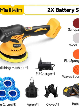 MELLWIN 150mm Cordless Electric Car Polisher 8 Adjustment Car Polishing Waxing Sanding Power Tool For Makita 18V Battery Pin