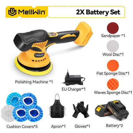 MELLWIN 150mm Cordless Electric Car Polisher 8 Adjustment Car Polishing Waxing Sanding Power Tool For Makita 18V Battery Pin