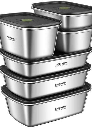 LFGB Certification 304 Stainless Steel Kitchen Food Preservation Box Air Out Slight Vaccum Crisper Well Sealed Seafood Container