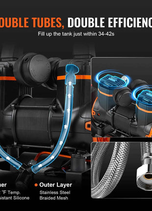 SucceBuy Silent Air Compressor 900W 1450W 1800W Quiet Oil-free Portable Air Pump for Repair Tire Inflation Whisper Compressor