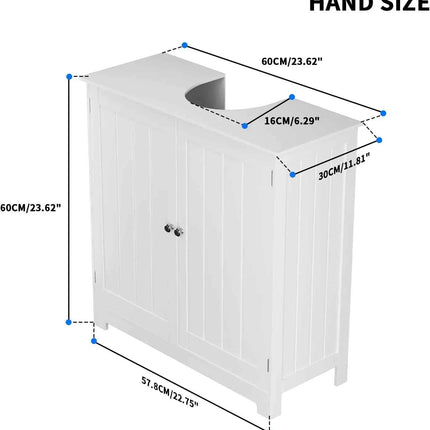 DayPlus Bathroom Under Sink Cabinet Storage Cabinet, Free Standing Wooden Organiser, Floor Basin Cupboard Unit with Double Doors