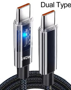Cavo in nylon da 240 W Cavo di ricarica super veloce USB tipo C per Samsung Xiaomi Huawei Honor Display digitale a LED Cavo dati per caricabatterie rapido