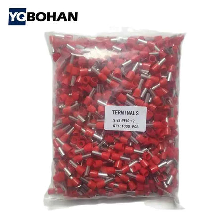 1000pcs E0508 E7508 E1008 E1508 E2508 Insulated Ferrules Terminal Block Cord End Wire Connector Electrical Crimp Terminator