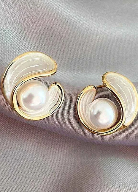 Orecchini a perno da donna Huitan, delicati, con smalto bianco, estetici, per matrimonio, fidanzamento, accessori di lusso, versatili, gioielli da festa, regalo per signora
