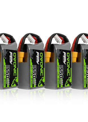 OVONIC 4s Lipo Battery 100C 1550mAh 14.8V Lipo Battery Soft Case with XT60 Connector for FPV(4 Packs)