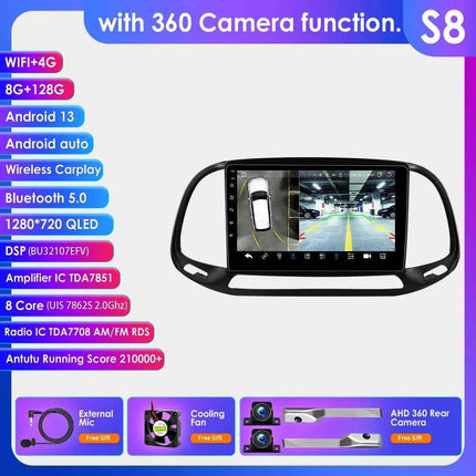 Hizpo AI Voice Autoradio Radio For Fiat Doblo 2015 - 2019 4G Car Multimedia GPS 2din Wireless CarPlay Android Auto Navigation BT