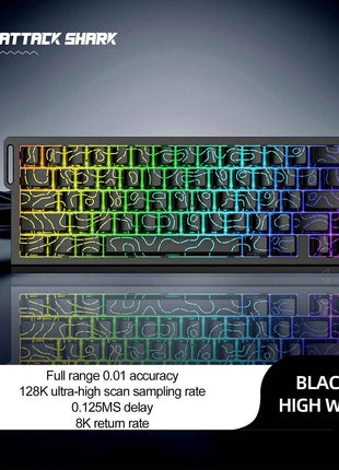 X68HE ATTACK SHARK Magnetic Gaming Keyboard Mechanical Wired for Pro Gaming 0.01mm Rapid Trigg 8000Hz SOCD/Rs 0.125ms 128K Rate